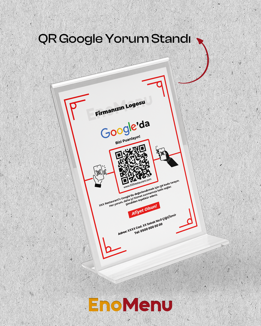 Google Yorum Standı — EnoMenu fiziksel ürün